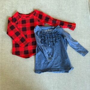 Cat & Jack Red and Black Plaid Shirt, Freestyle Blue Floral Shirt
